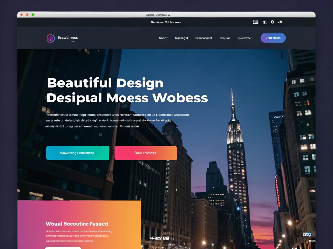 A visually striking image of a custom-designed WordPress website showcasing a clean, modern layout with smooth animations and soft gradients, reflecting the expertise in design.